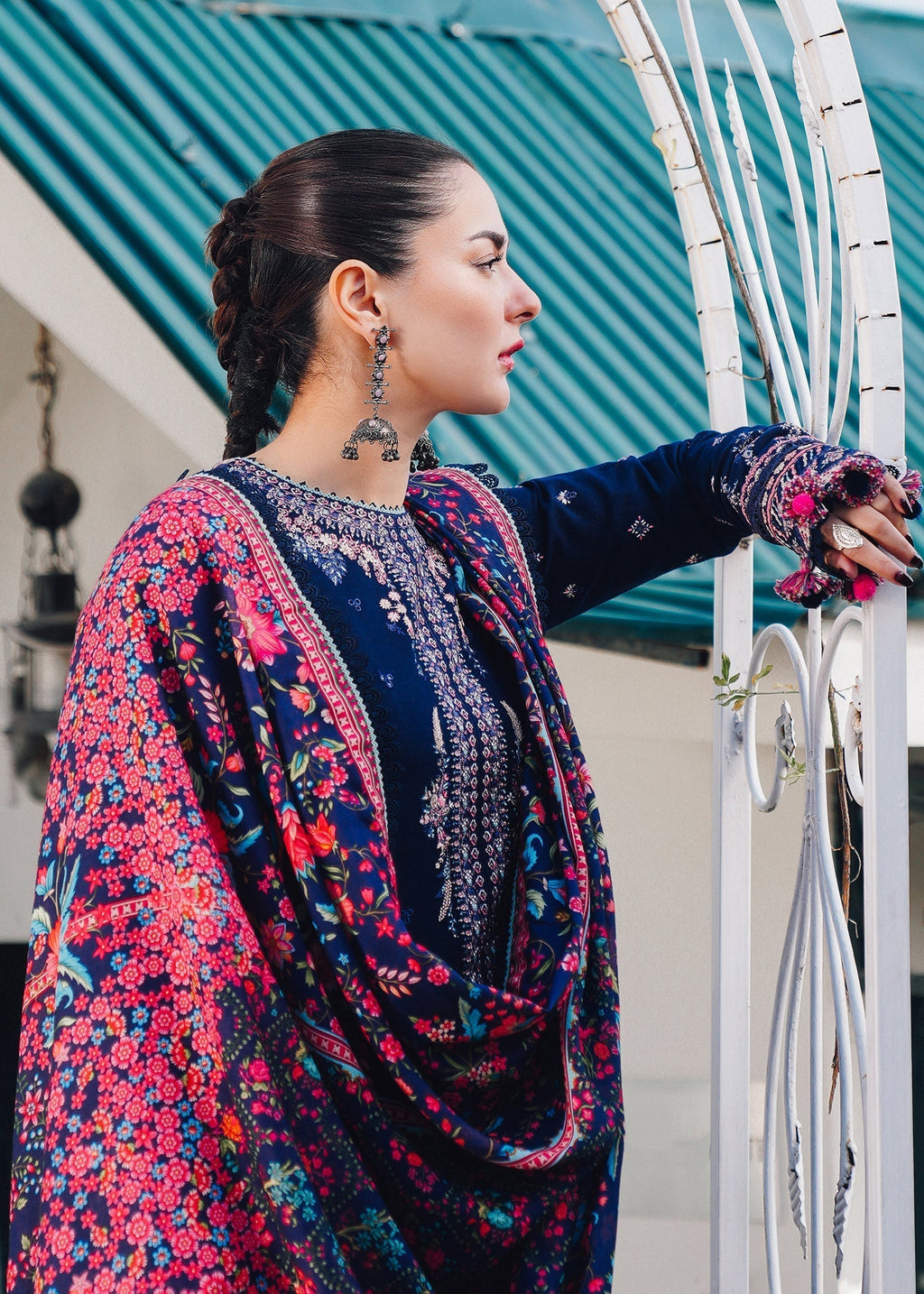 Hussain Rehar - UNSTITCHED 3PC Embroidered Dhanak Suit with Printed Shawal (SYT-188)