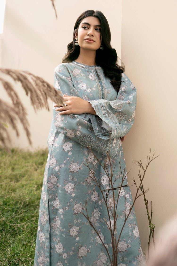 BAROUQE-3PC KARANDI PRINTED SHIRT WITH KARANDI PRINTED DUPATTA AND TROUSER