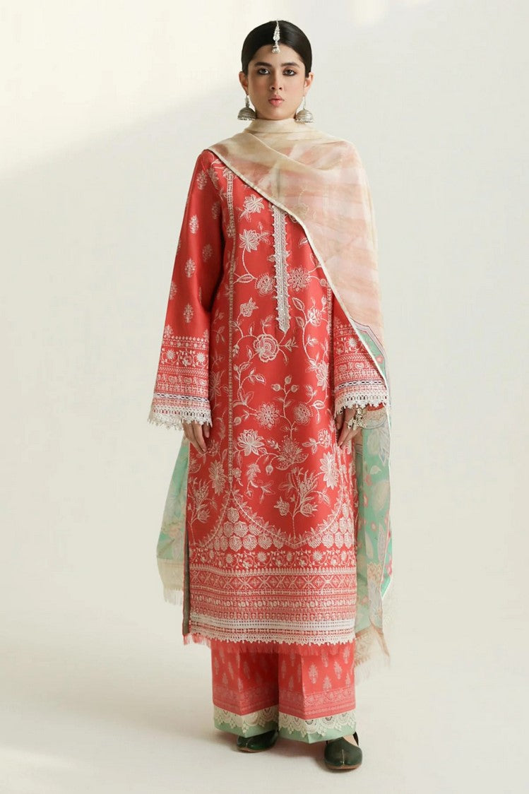 Zara Shahjahan - 3PC Unstitched Dhanak Embroidered Shirt with Printed Wool Shawl and Trouser