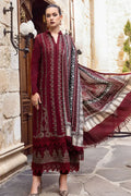 Maria B - 3PC Unstitched Dhanak Embroidered Shirt with Printed Wool Shawl and Trouser (RB-117)