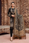 Maria B - 3PC Unstitched Dhanak Embroidered Shirt with Printed Pashmina Wool Shawl and Trouser
