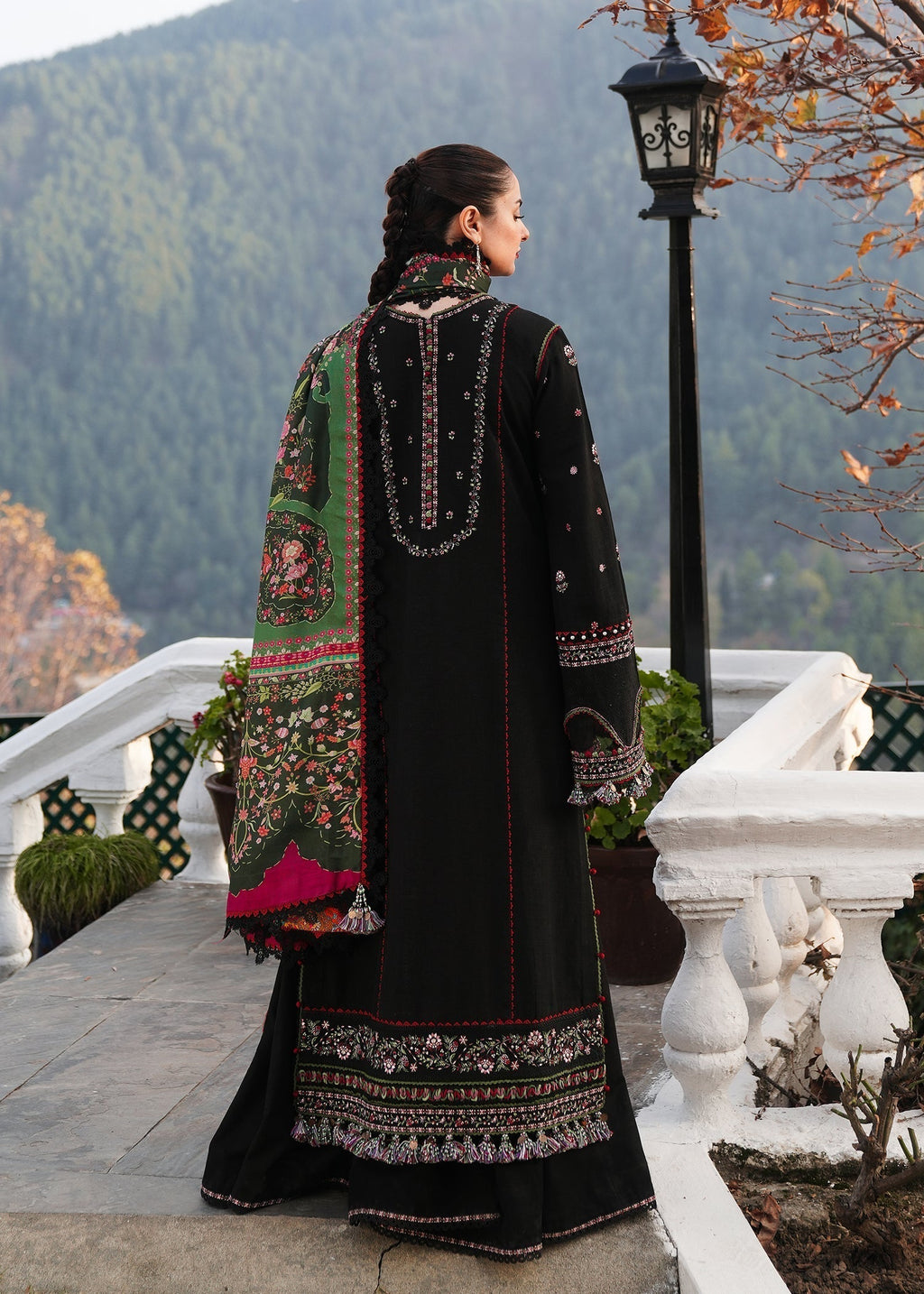 HUSSAIN REHAR-3PC UNSTITCHED EMBROIDERED SHIRT WITH COTRAI PRINTED SHAWL AND TROUSER (SYT-178)