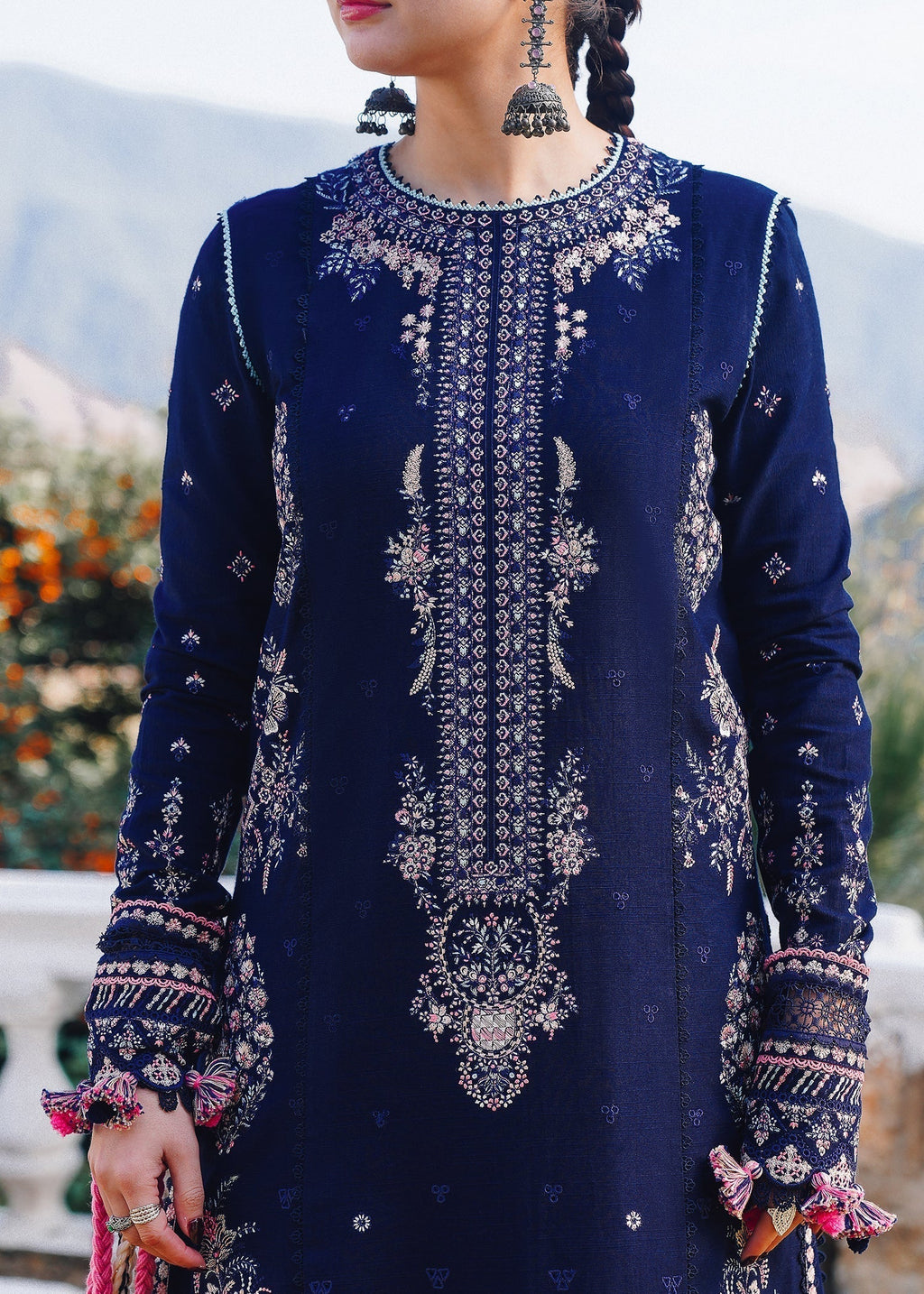 Hussain Rehar - UNSTITCHED 3PC Embroidered Dhanak Suit with Printed Shawal (SYT-188)