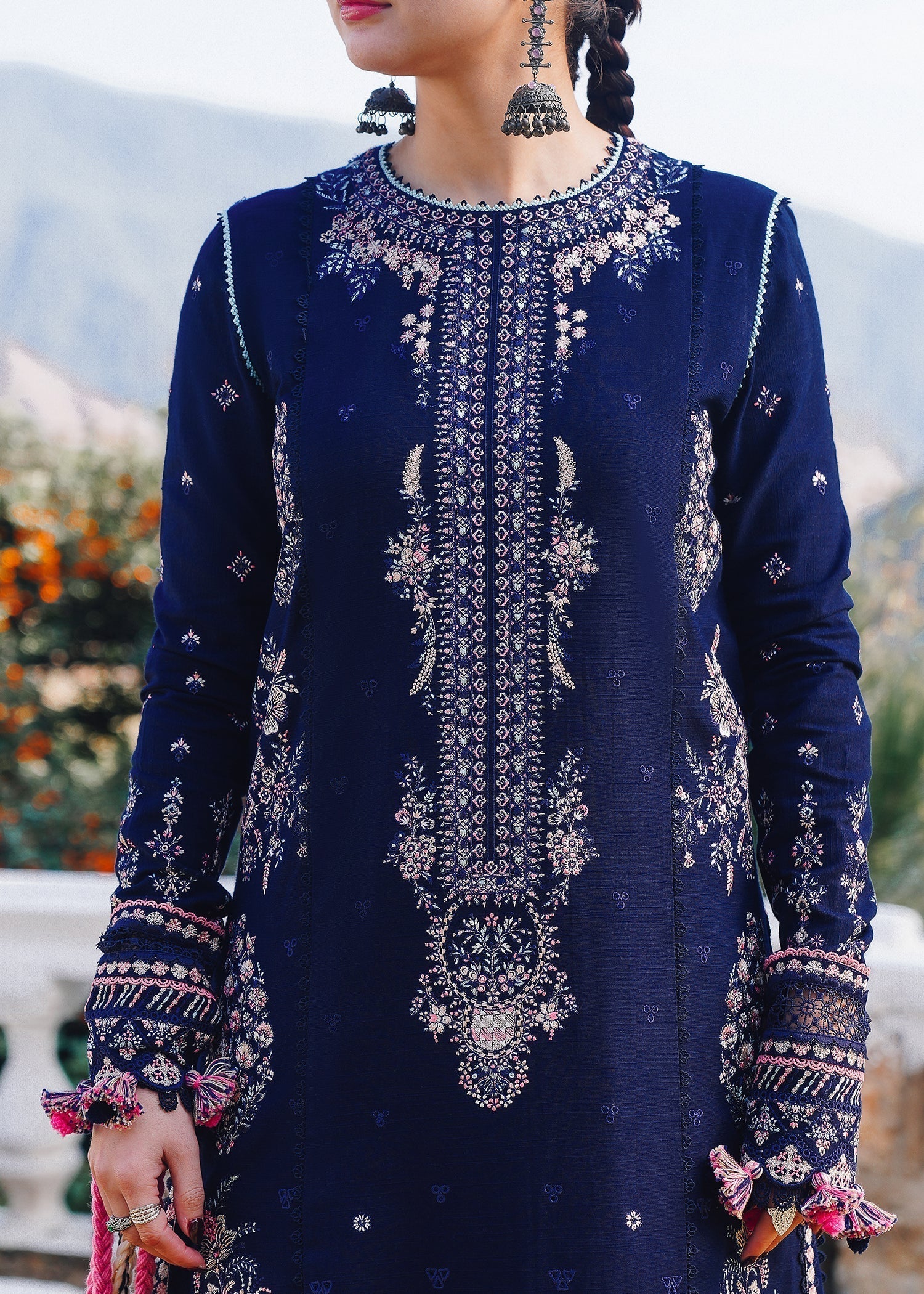 Hussain Rehar - UNSTITCHED 3PC Embroidered Dhanak Suit with Printed Shawal (SYT-188)