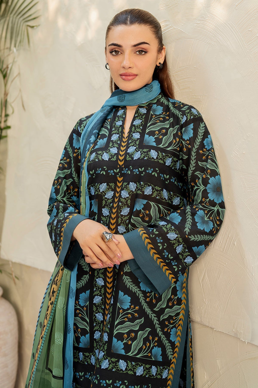 JAZMIN - 3PC Unstitched Printed Viscose Shirt with Printed Dupatta and Printed Trouser