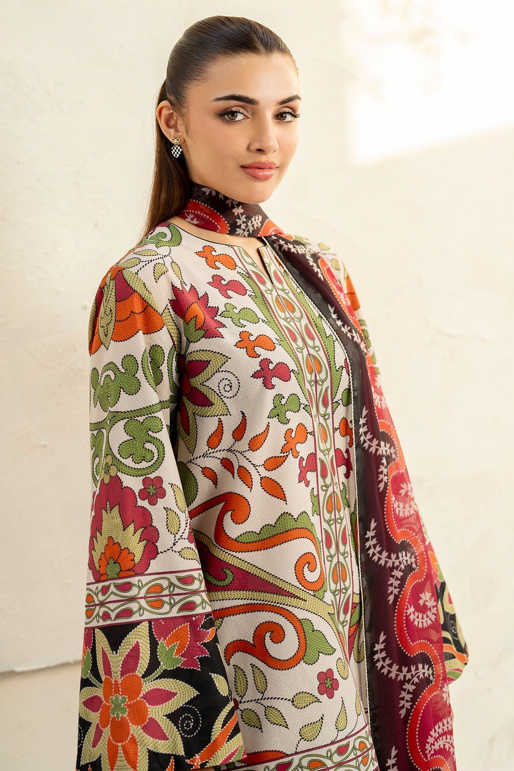 JAZMIN - 3PC Unstitched Printed Viscose Shirt with Printed Dupatta and Printed Trouser
