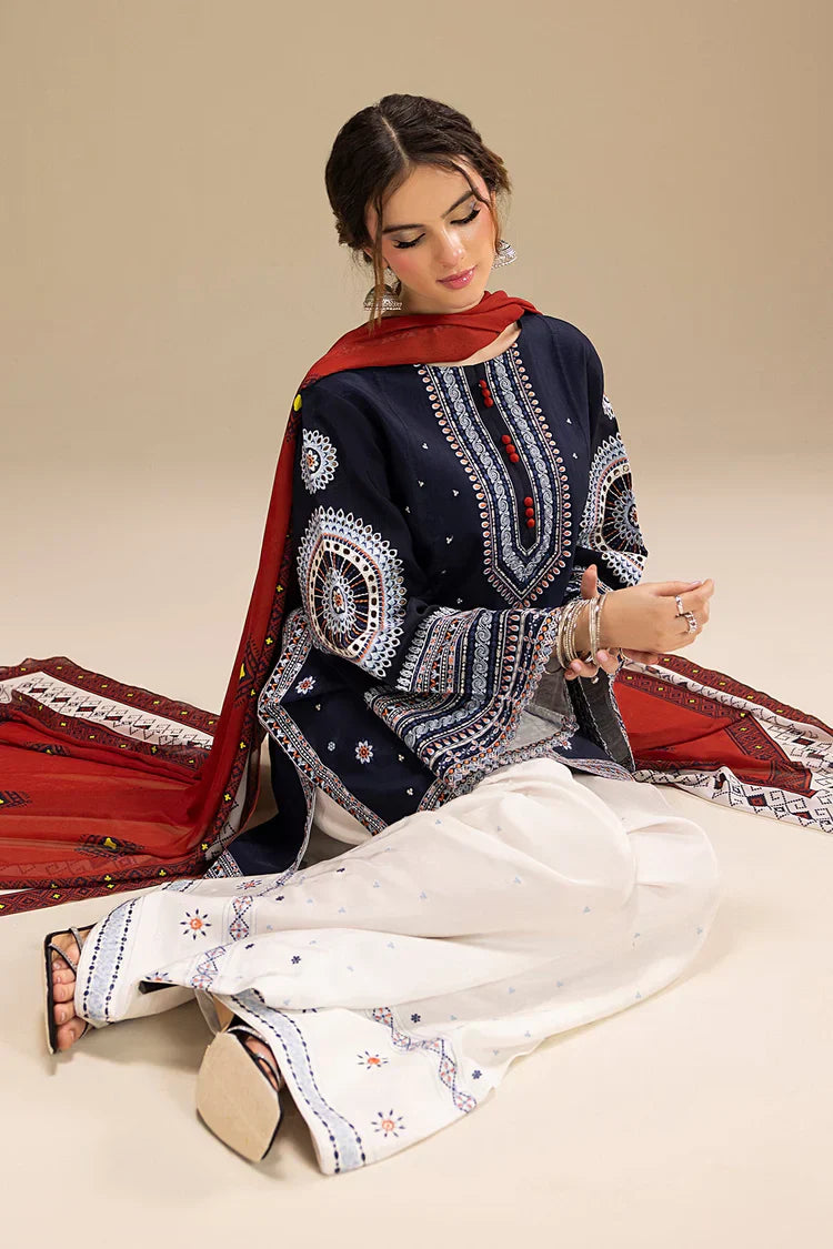 JAZMIN - UNSTITCHED 3PC DHANAK EMBROIDERED WITH DIGITAL PRINT SHAWL