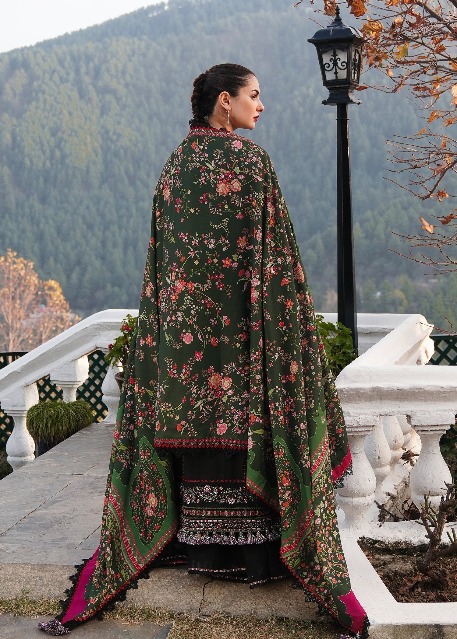 HUSSAIN REHAR-3PC UNSTITCHED EMBROIDERED SHIRT WITH COTRAI PRINTED SHAWL AND TROUSER (SYT-178)
