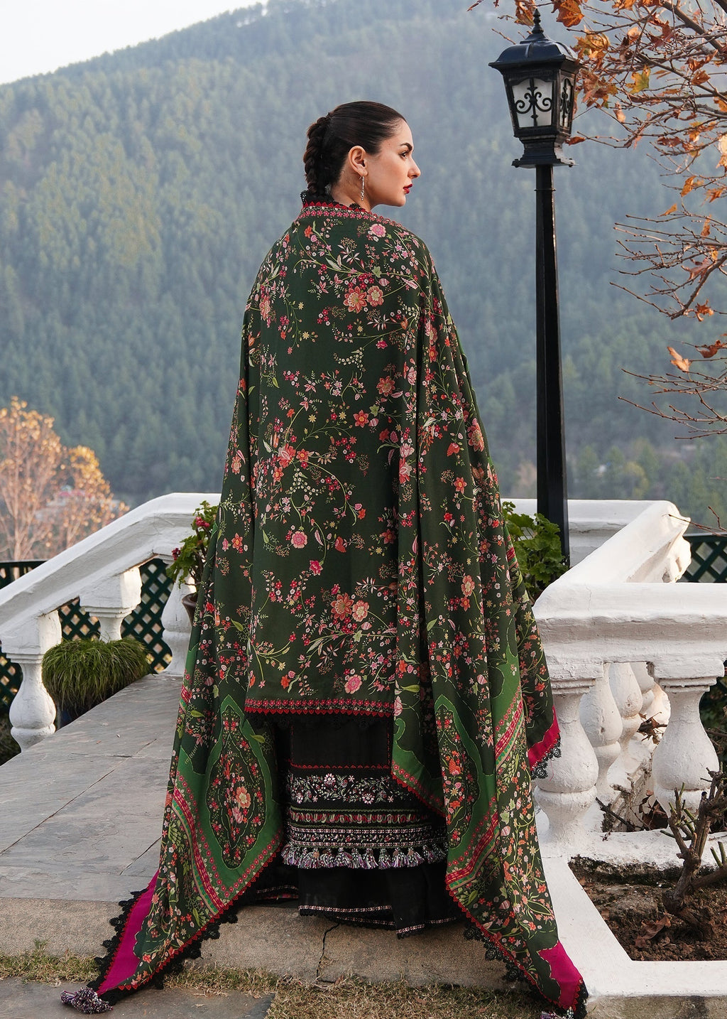 HUSSAIN REHAR DHANAK EMBROIDERED WINTER 3PC WITH DHANAK EMBROIDERED SHAWL