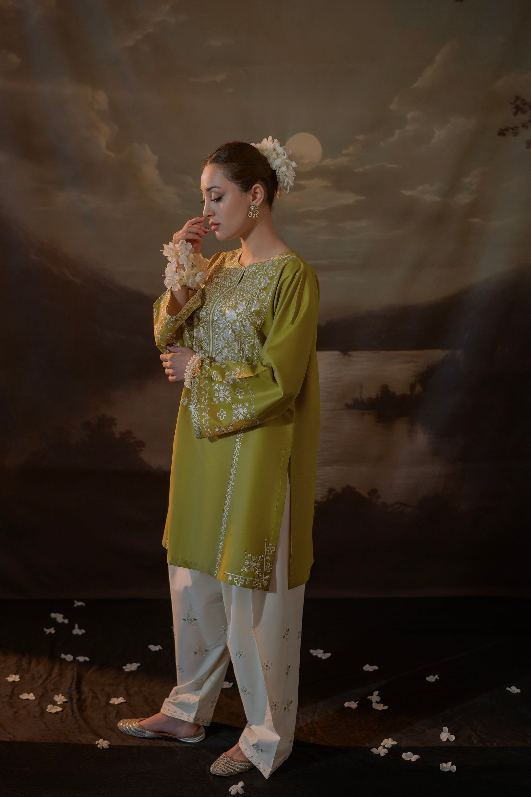 Urge - 2PC Unstitched Dhanak Embroidered Shirt with Dhanak Embroidered Trousers