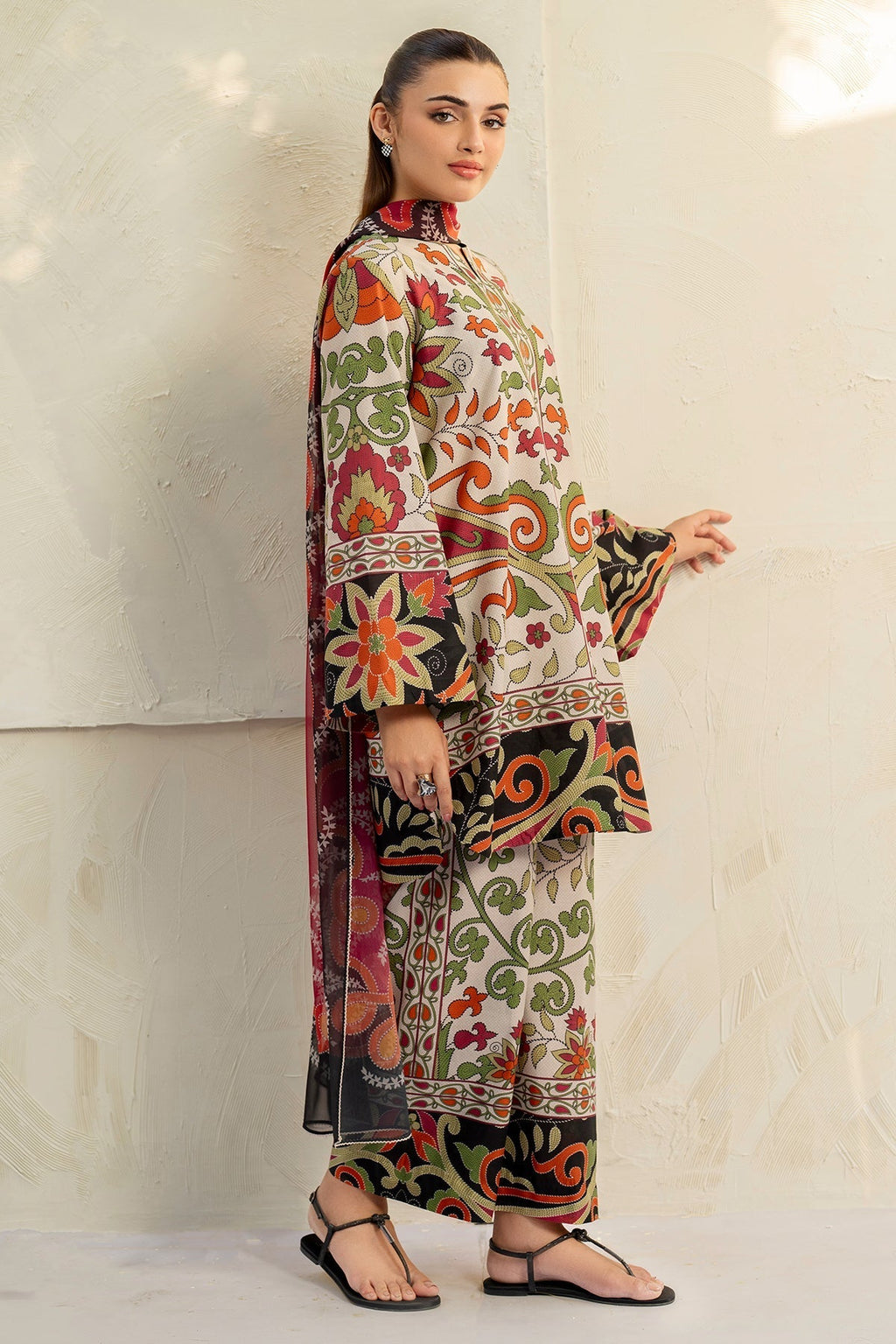 JAZMIN - 3PC Unstitched Printed Viscose Shirt with Printed Dupatta and Printed Trouser