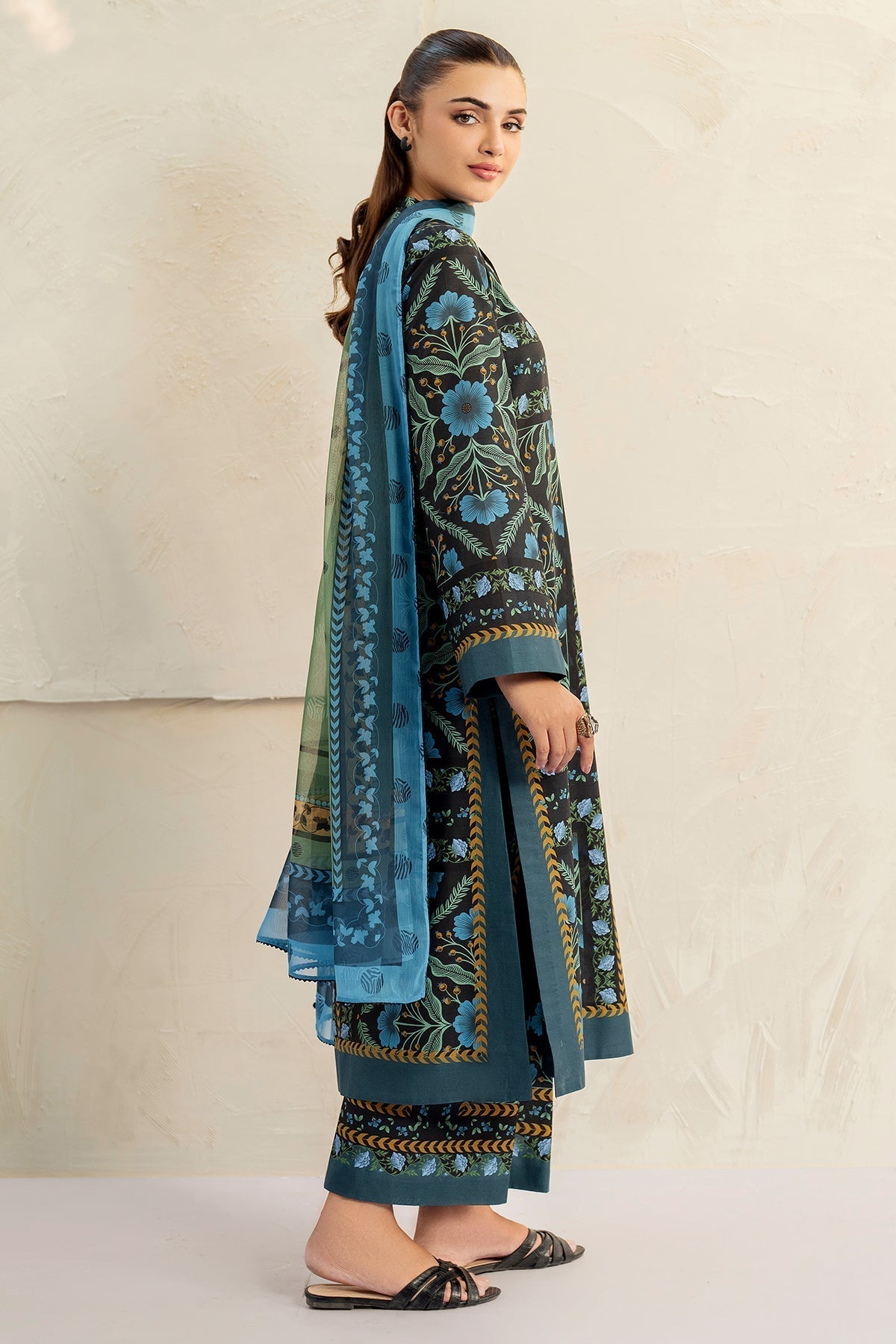 JAZMIN - 3PC Unstitched Printed Viscose Shirt with Printed Dupatta and Printed Trouser