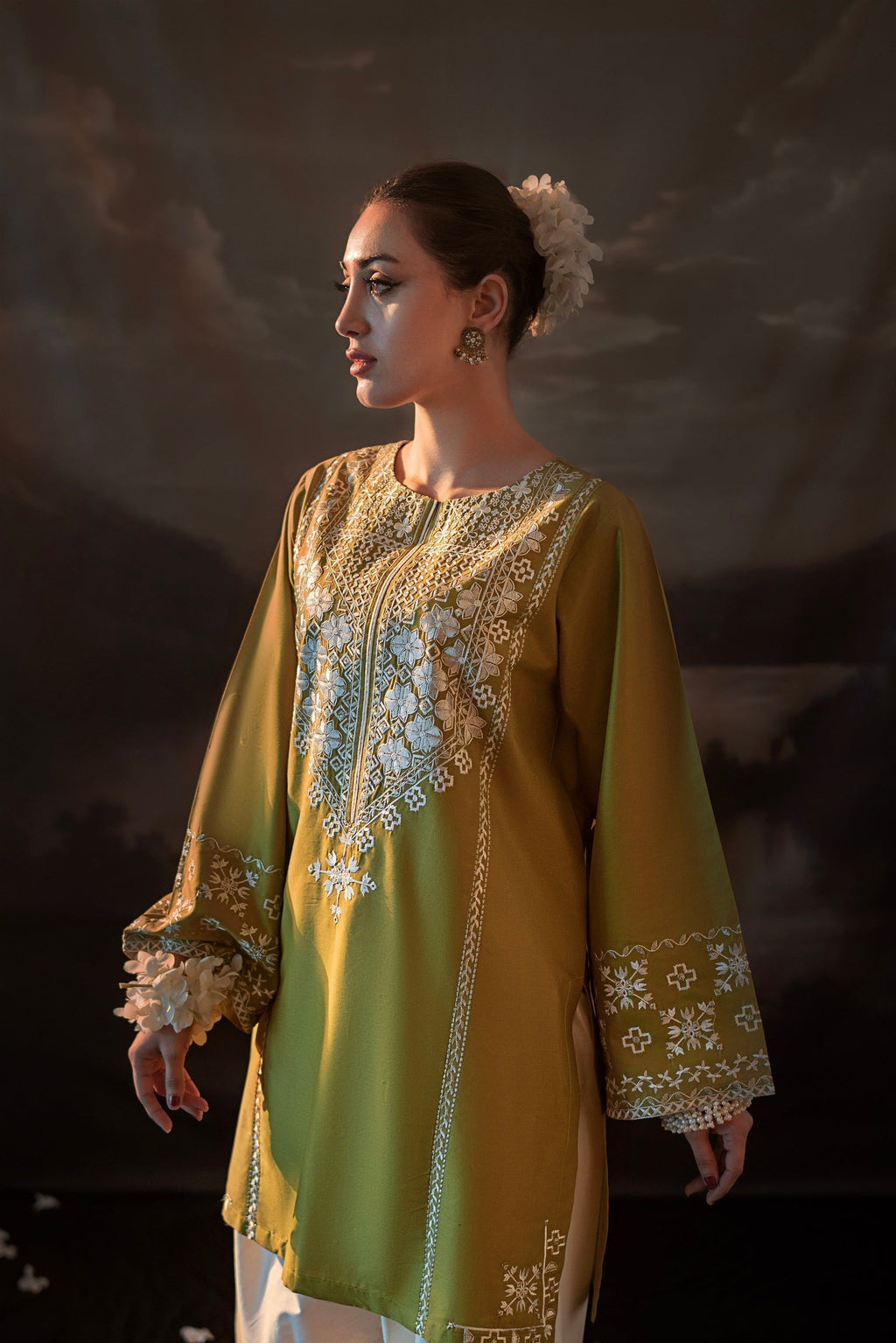 Urge - 2PC Unstitched Dhanak Embroidered Shirt with Dhanak Embroidered Trousers