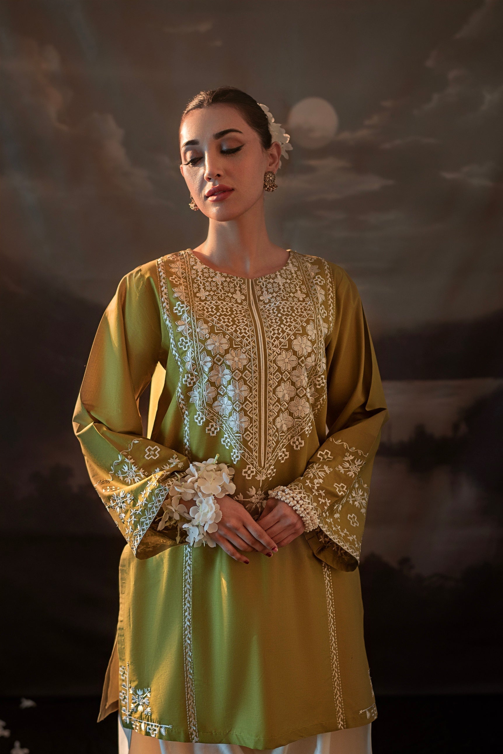 Urge - 2PC Unstitched Dhanak Embroidered Shirt with Dhanak Embroidered Trousers