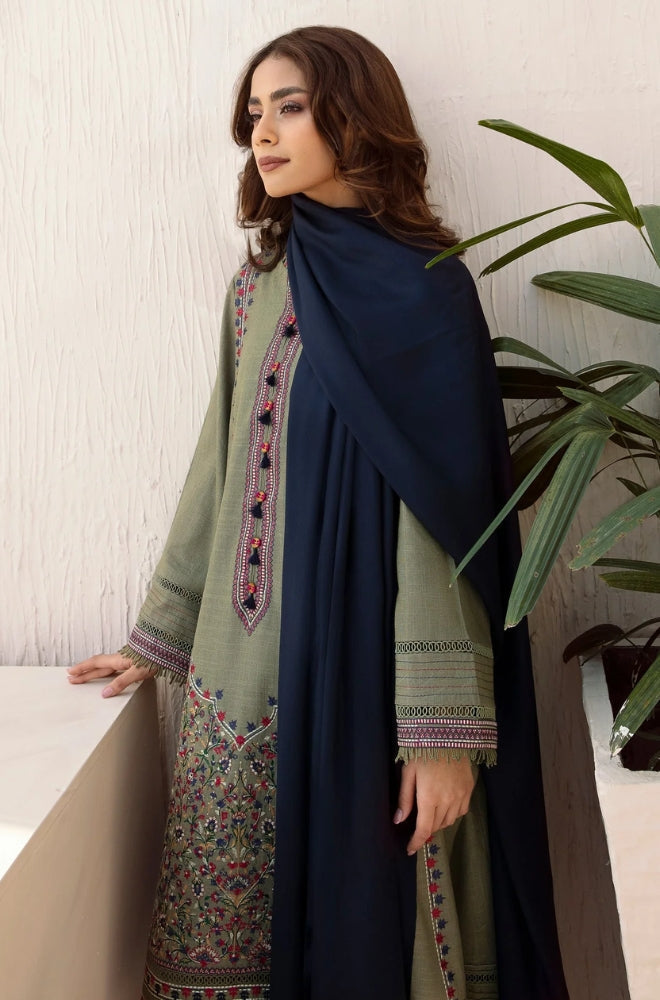 Jazmin - 3PC Unstitched Dhanak Embroidered Shirt with Dhanak Shawl and Trouser