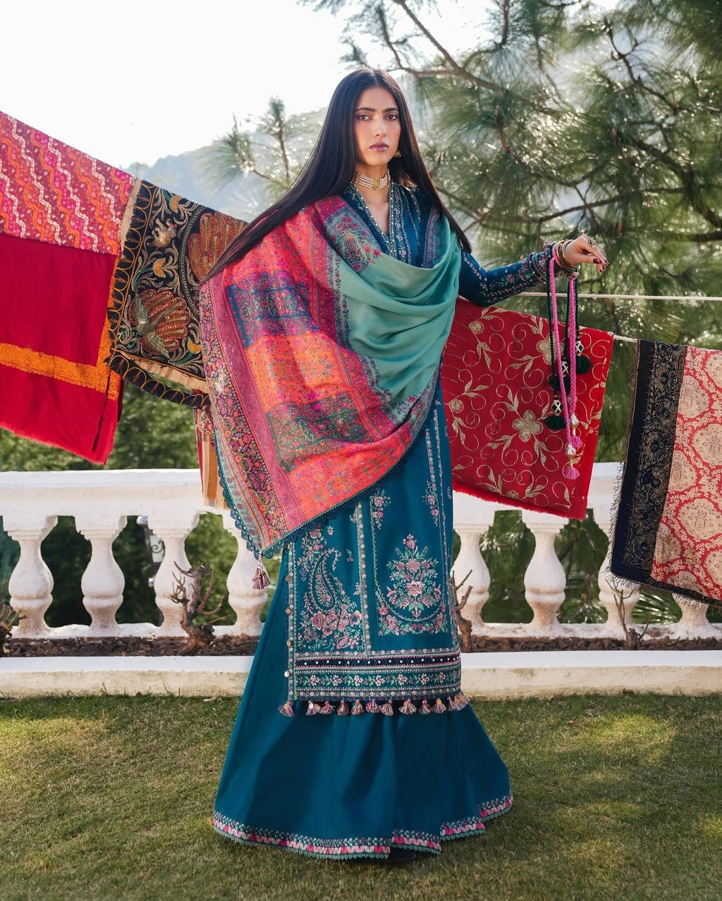 Hussain Rehar Unstitched Dhanak 3PC With Printed Shawl