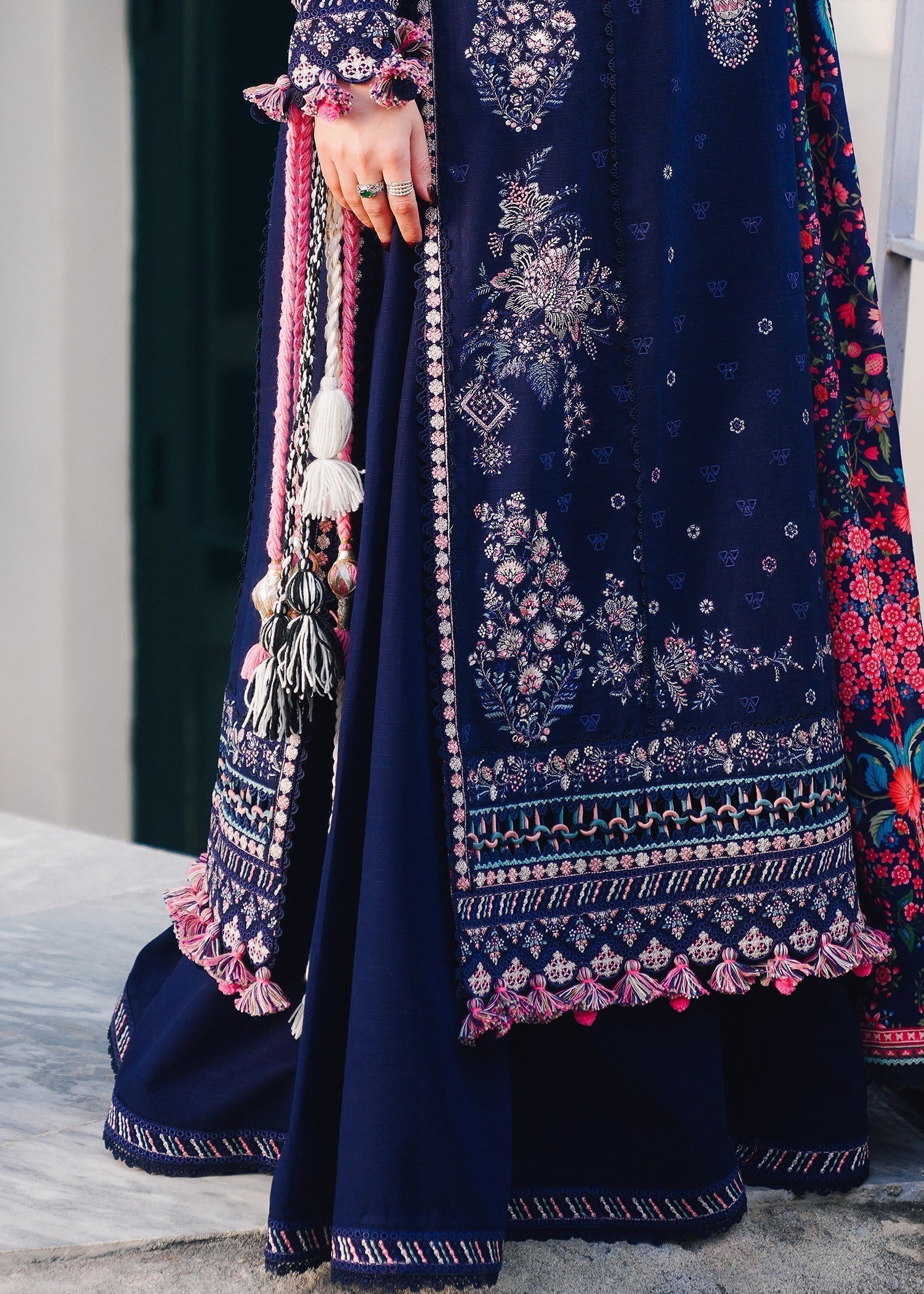 Hussain Rehar - UNSTITCHED 3PC Embroidered Dhanak Suit with Printed Shawal (SYT-188)