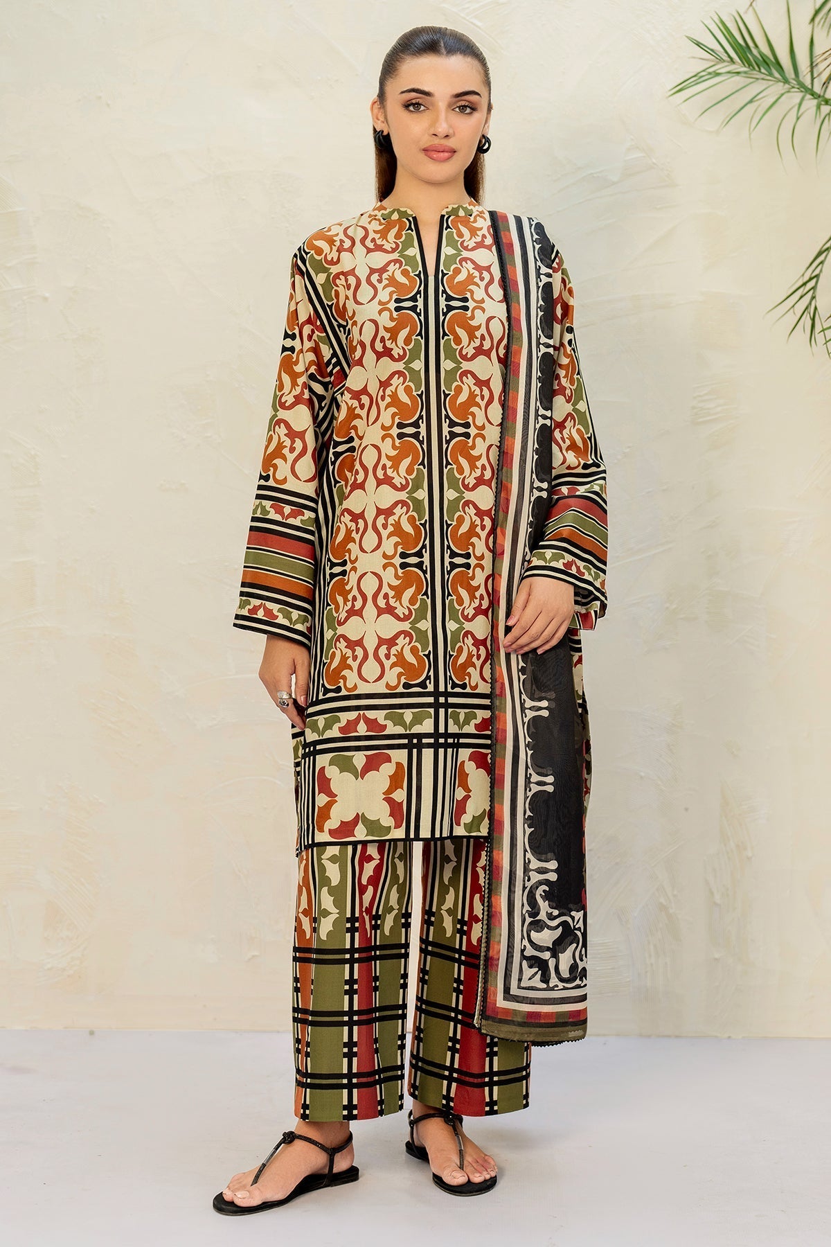 JAZMIN - 3PC Unstitched Printed Viscose Shirt with Printed Dupatta and Printed Trouser