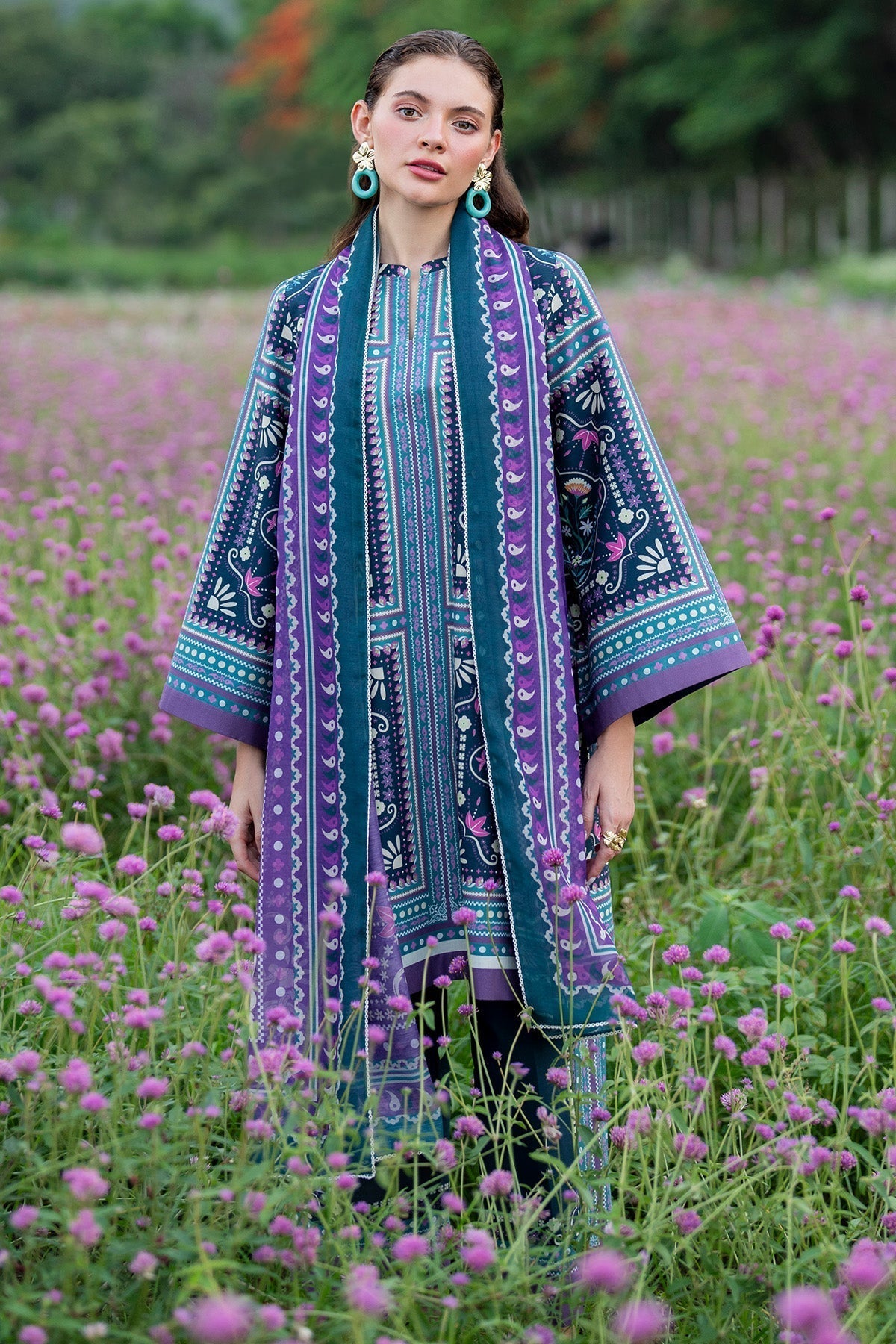 JAZMIN - 3PC Unstitched Printed Viscose Shirt with Printed Dupatta and Printed Trouser