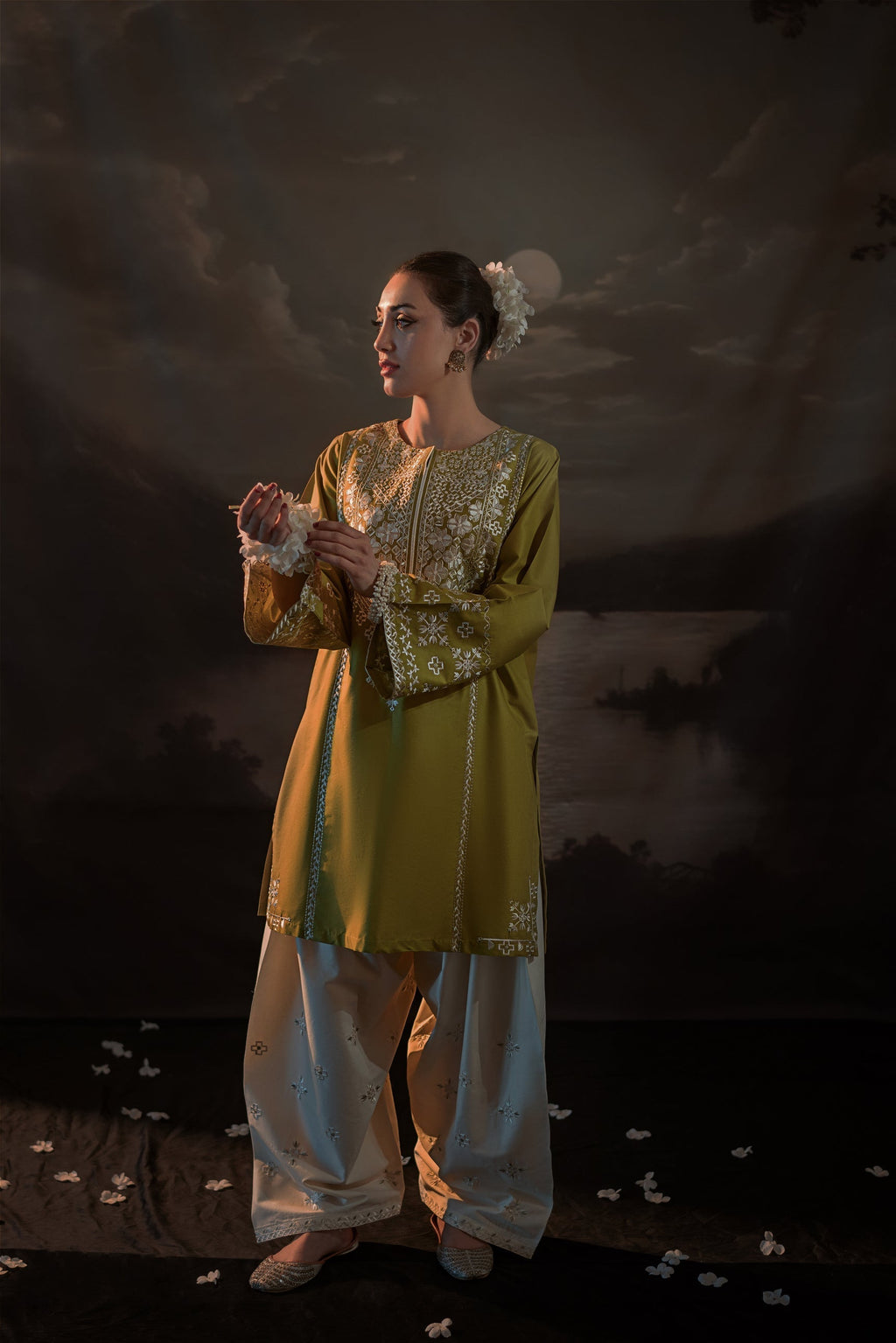 Urge - 2PC Unstitched Dhanak Embroidered Shirt with Dhanak Embroidered Trousers