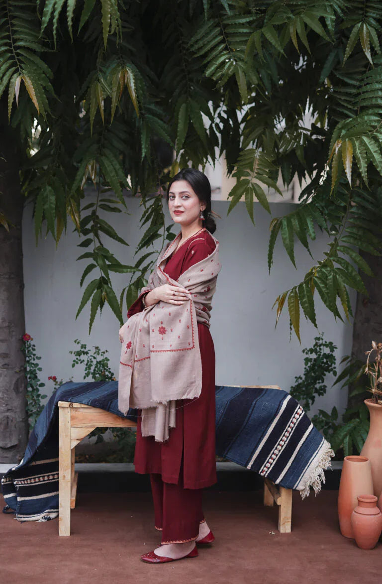 Aisling - 3PC Unstitched Dhanak Embroidered Shirt with Dhanak Embroidered Dupatta and Trouser