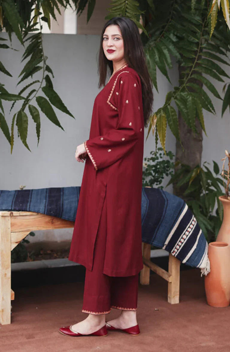 Aisling - 3PC Unstitched Dhanak Embroidered Shirt with Dhanak Embroidered Dupatta and Trouser