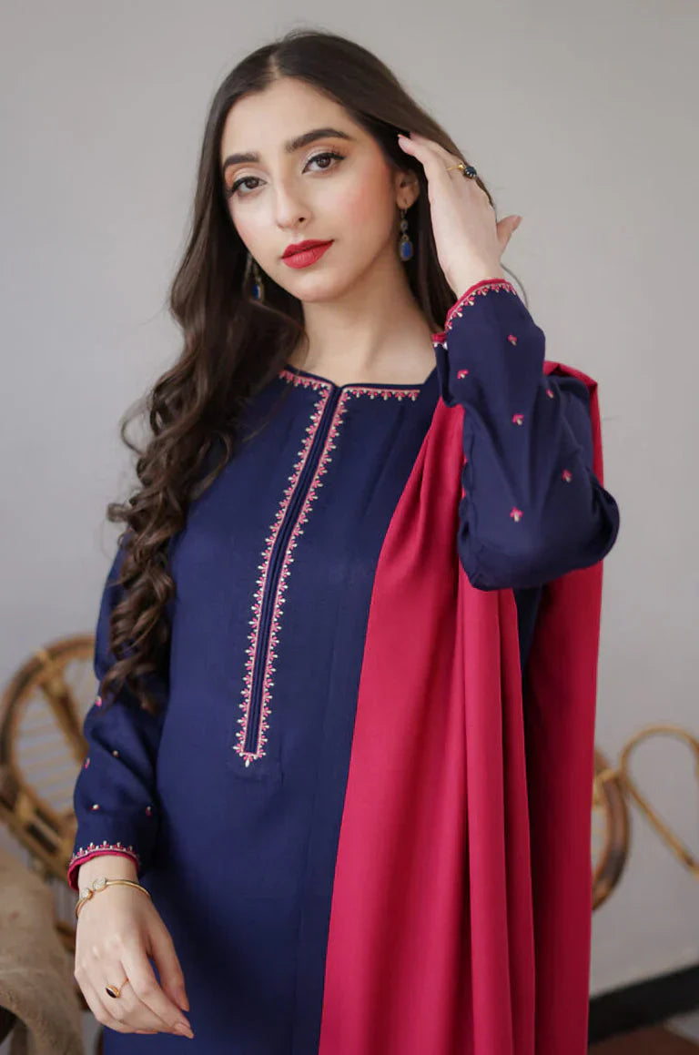 Aisling - 3PC Unstitched Dhanak Embroidered Shirt with Patti Work Dupatta and Trouser
