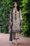 JAZMIN - 3PC DHANAK EMBROIDERED SHIRT WITH COTRAI WOOL PRINTED SHAWL AND TROUSER (Unstitched)