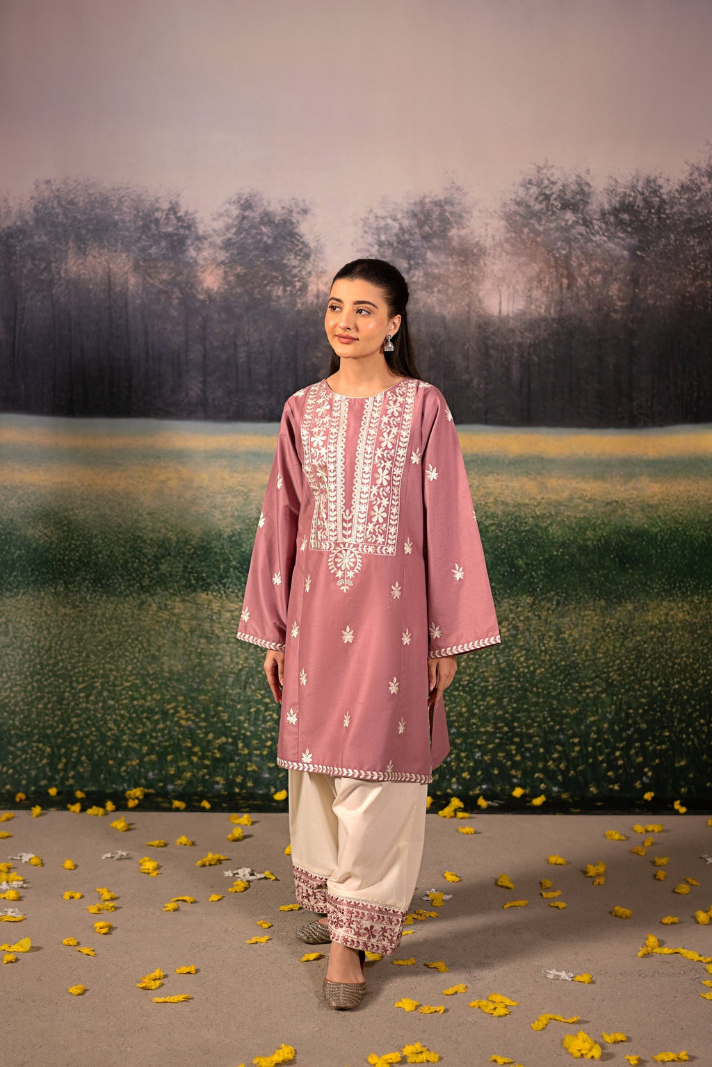 Urge - 2PC Unstitched Dhanak Embroidered Shirt with Dhanak Embroidered Trousers