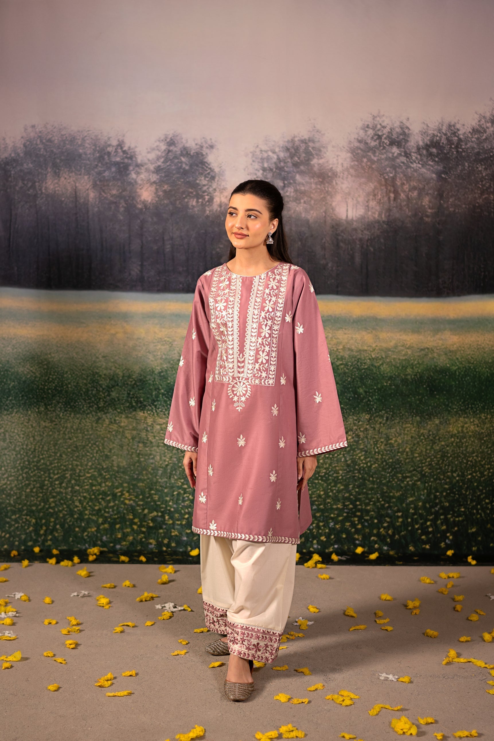 Urge - 2PC Unstitched Dhanak Embroidered Shirt with Dhanak Embroidered Trousers