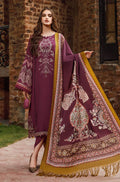 Maria B - 3PC Unstitched Dhanak Embroidered Shirt with Printed Shawl and Trouser (SYT-112)