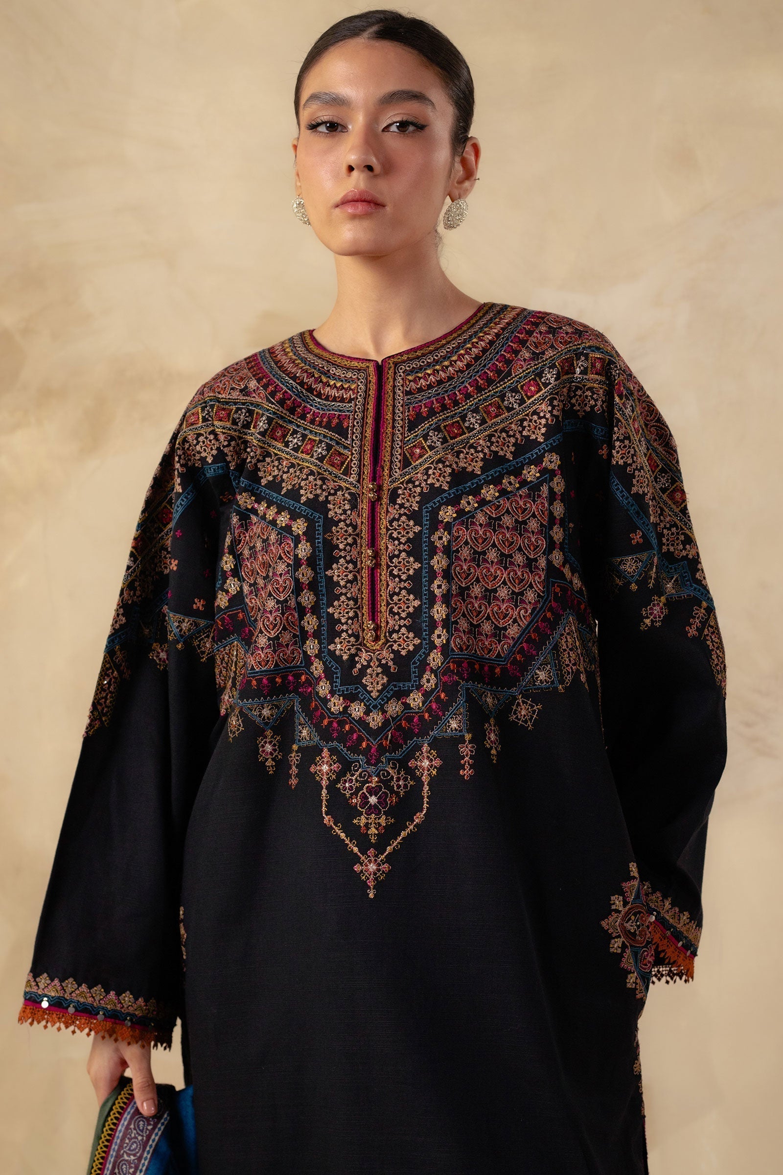 Coco by Zara Shahjahan - 3PC Unstitched Dhanak Embroidered Shirt with Printed Wool Shawl and Trouser
