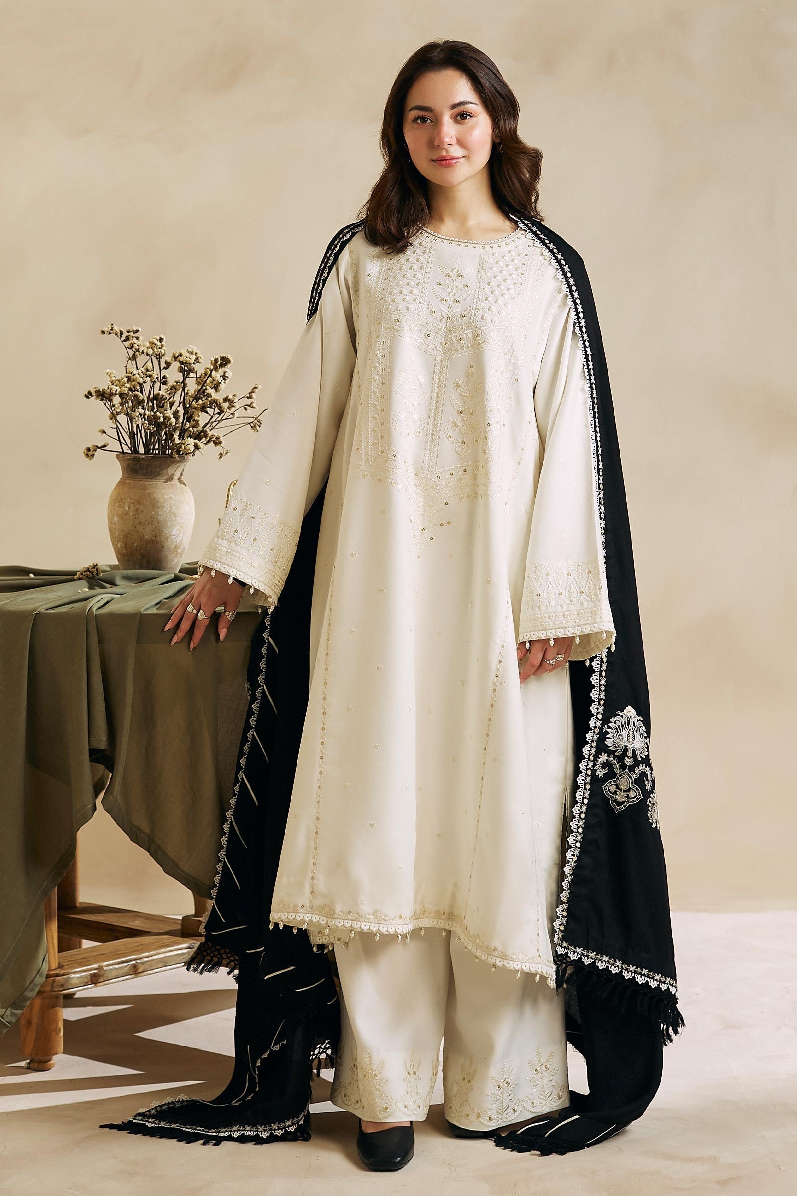 Zara Shah Jahan - 3PC Unstitched Dhanak Sequence Embroidered Shirt with Dhanak Embroidered Dupatta and Trousers