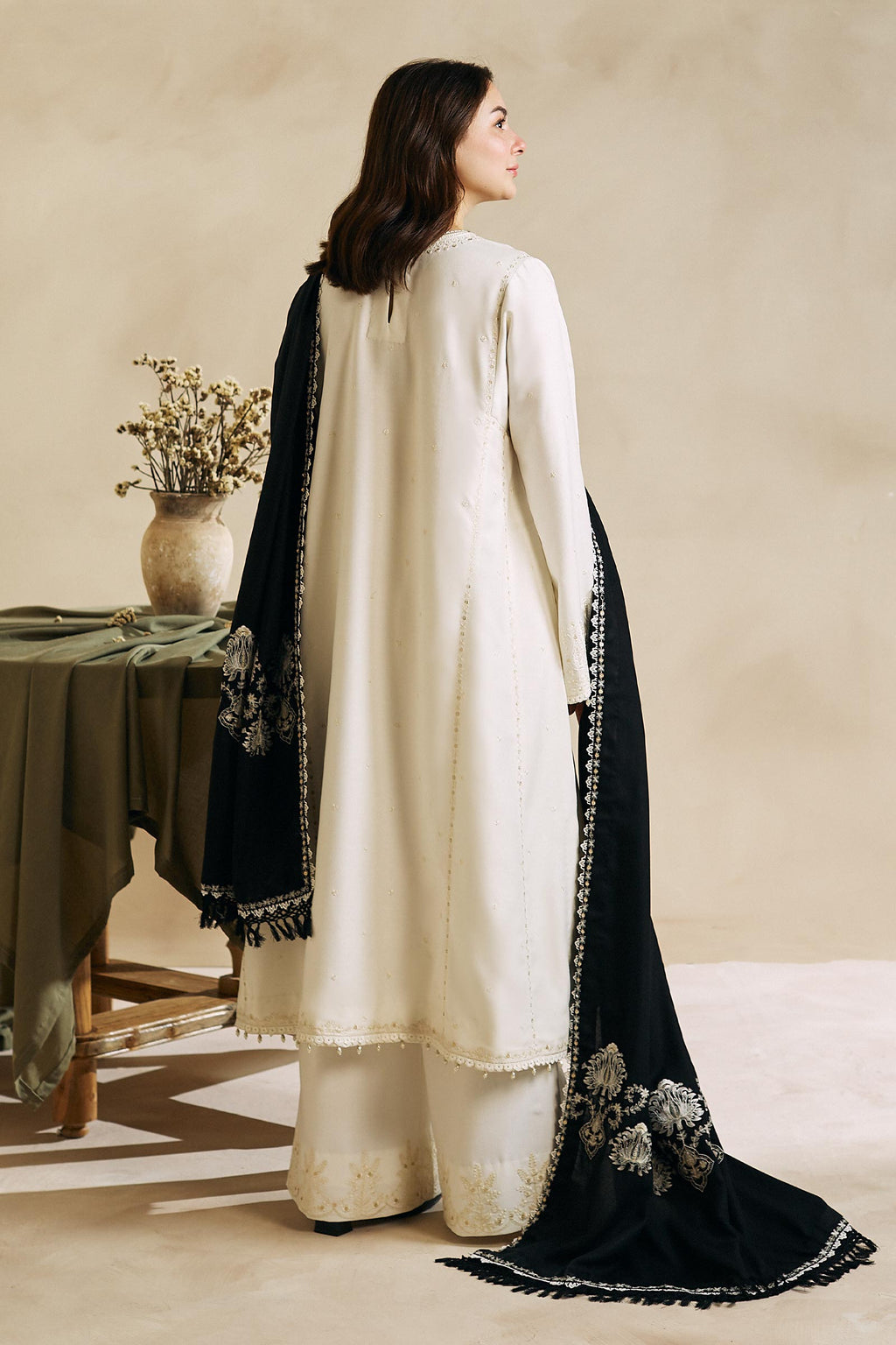 Zara Shah Jahan - 3PC Unstitched Dhanak Sequence Embroidered Shirt with Dhanak Embroidered Dupatta and Trousers