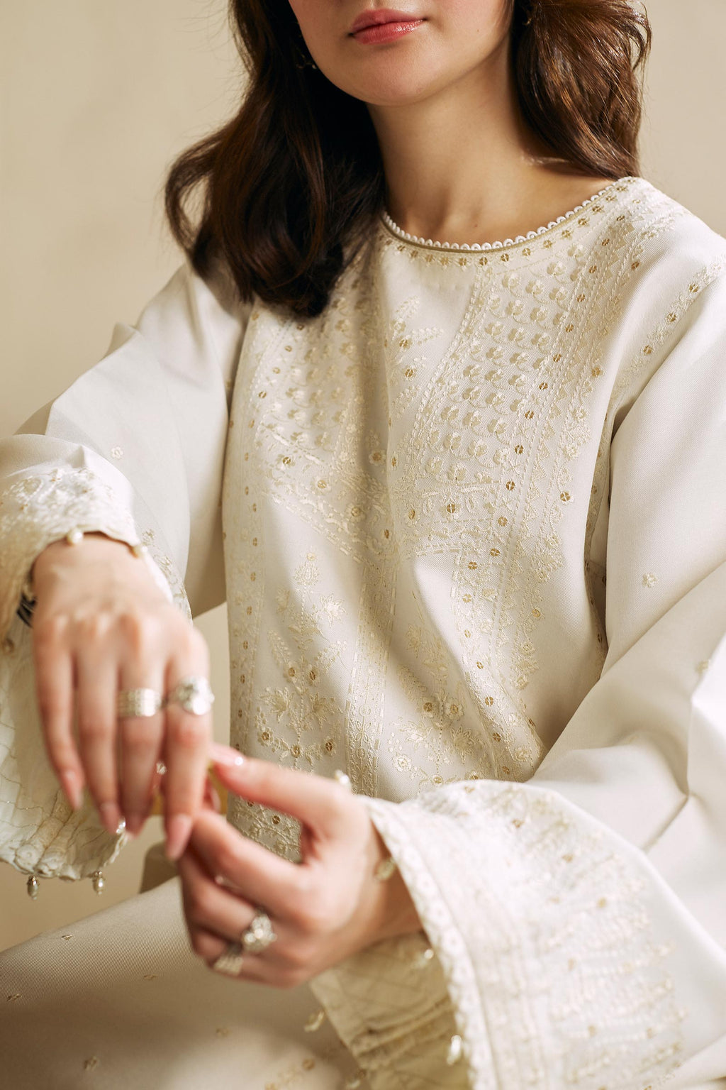 Zara Shah Jahan - 3PC Unstitched Dhanak Sequence Embroidered Shirt with Dhanak Embroidered Dupatta and Trousers