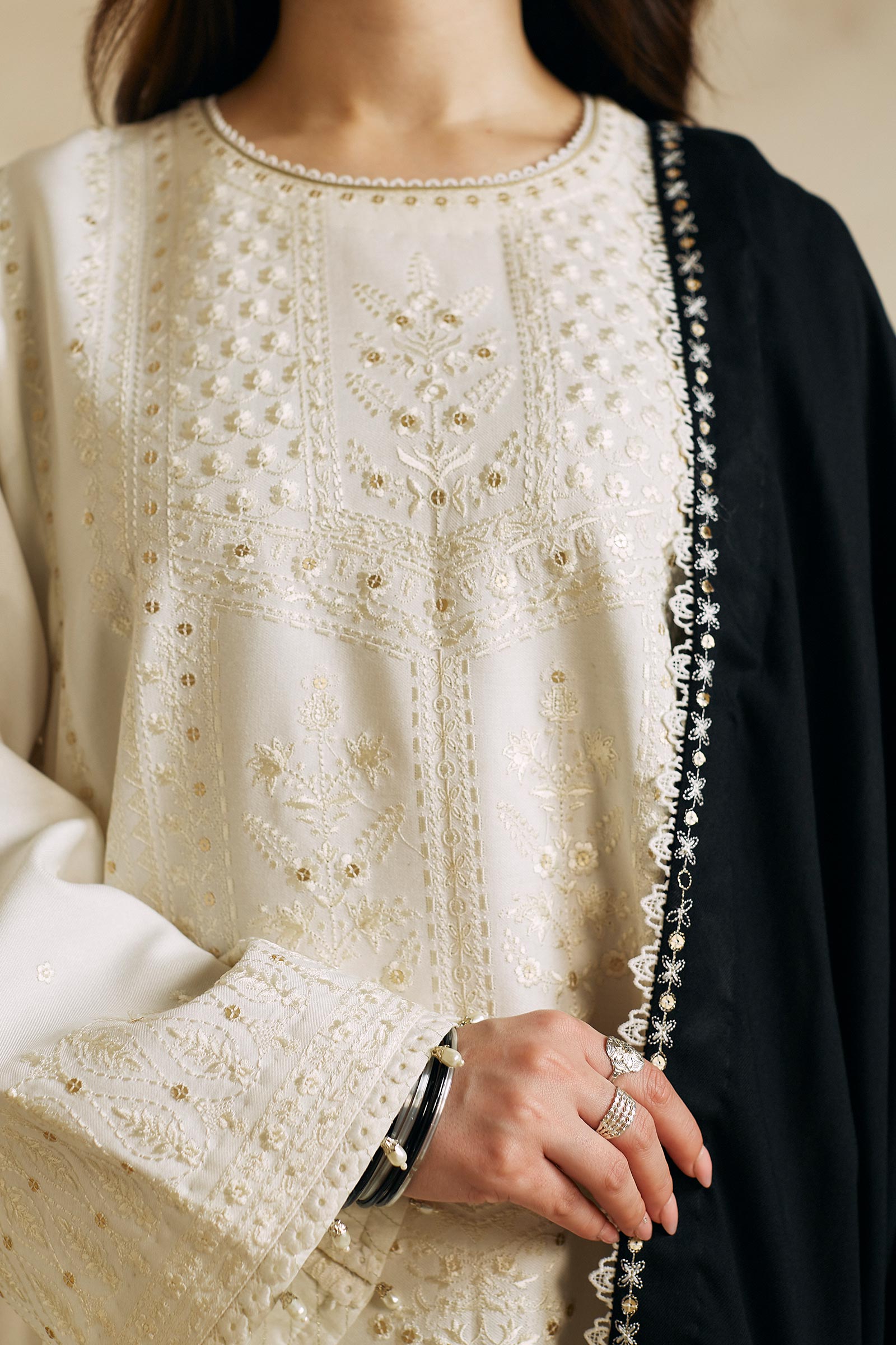 Zara Shah Jahan - 3PC Unstitched Dhanak Sequence Embroidered Shirt with Dhanak Embroidered Dupatta and Trousers