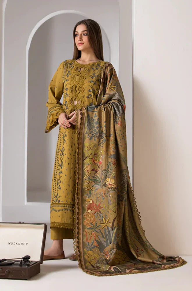 Sobia Nazir - 3PC Unstitched Dhanak Embroidered Shirt with Printed Dupatta
