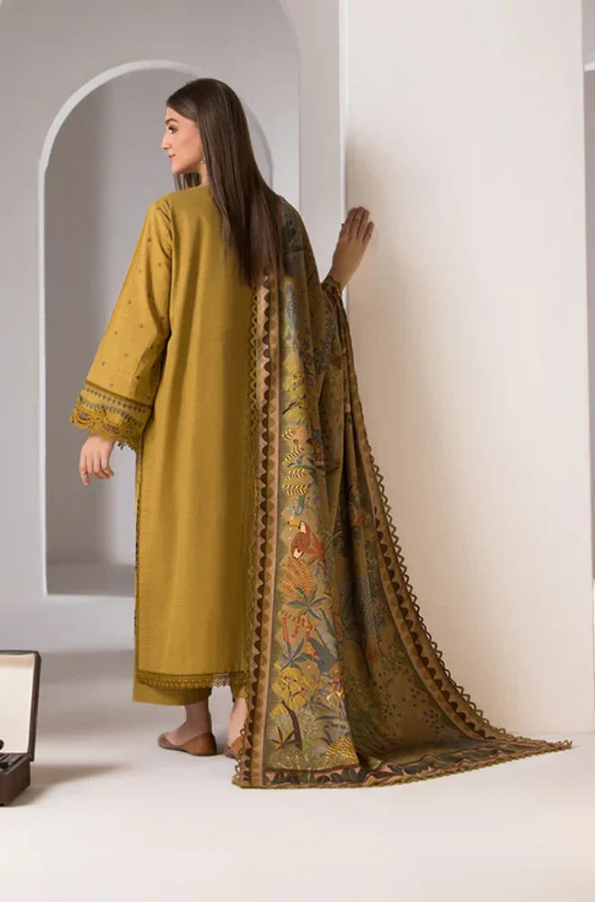 Sobia Nazir - 3PC Unstitched Dhanak Embroidered Shirt with Printed Dupatta