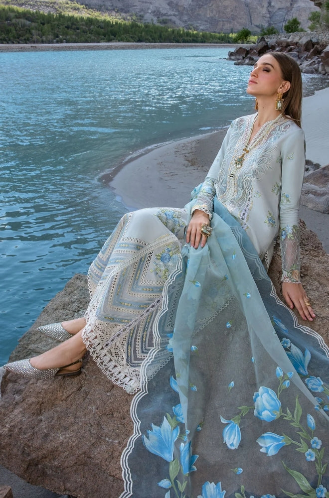 Crimson - 3PC Unstitched Linen Embroidered Boring Front with Printed Pashmina Wool Shawl and Trouser