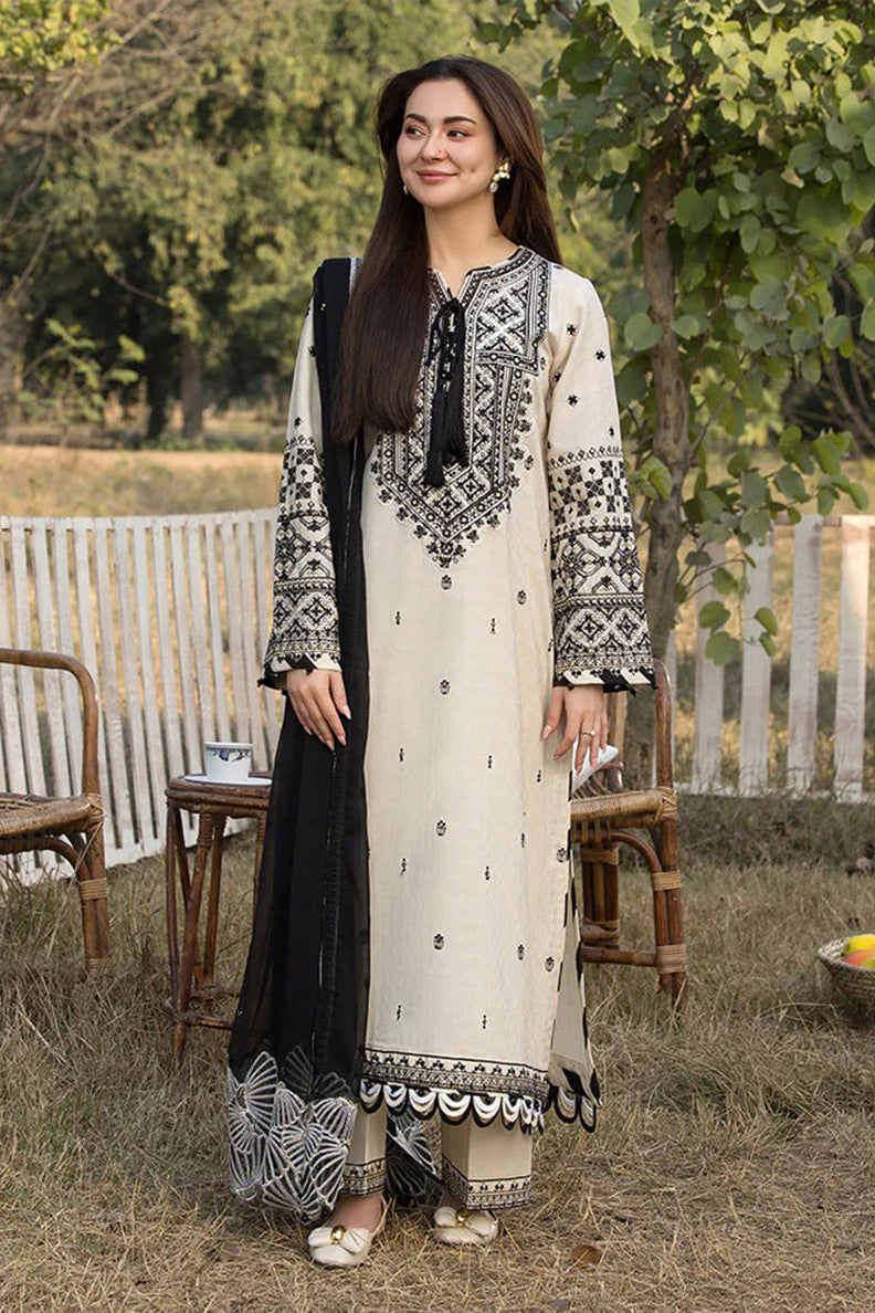 Zara Shah Jahan - 3PC Unstitched Dhanak Embroidered Shirt with Embroidered Dhanak Shawl