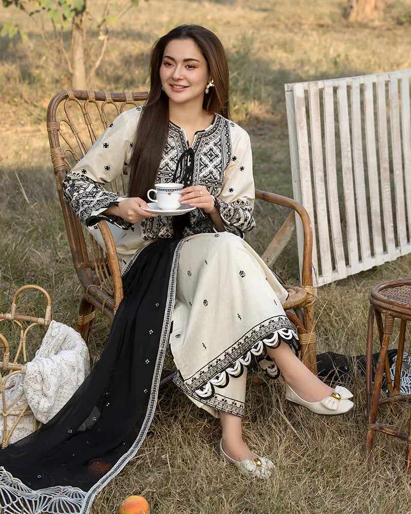 Zara Shah Jahan - 3PC Unstitched Dhanak Embroidered Shirt with Embroidered Dhanak Shawl