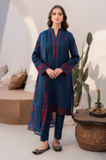 JAZMIN - 3PC DHANAK EMBROIDERED SHIRT WITH WOOL PRINTED SHAWL AND TROUSER (Unstitched)