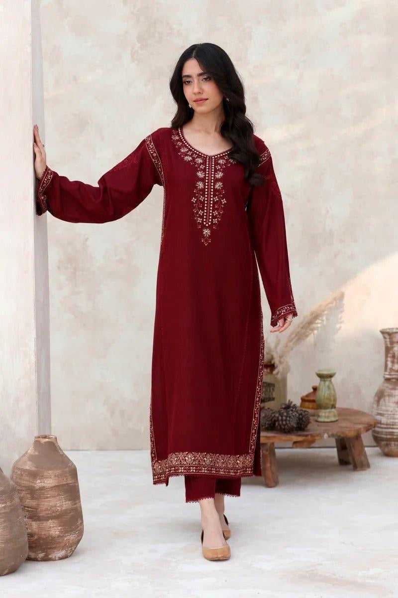 AFROZEH WINTER DHANAK UNSTITCHED EMBROIDERED 2PC