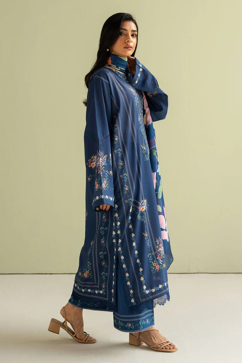 Zara Shahjahan - Unstitched Luxury Dhanak Heavy Embroidered 3PC Suit (SYT-123)