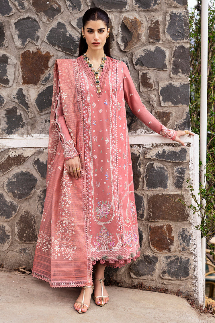 QALAMQAR-3PC DHANAK EMBROIDERED SHIRT WITH COTTON NET EMBROIDERED AND EMB TROUSER (SYT-127)