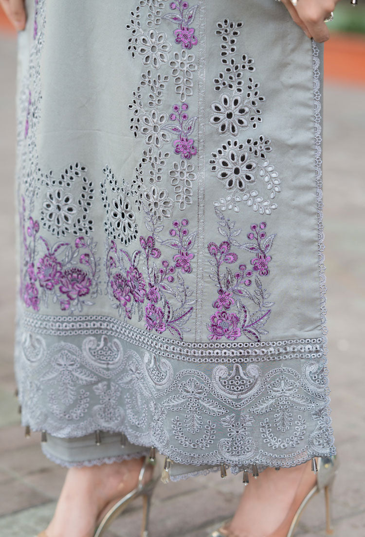 LIBAAS-3PC DHANAK EMBROIDERED SHIRT WITH CHIFFON EMBROIDERED DUPATTA AND TROUSER (SYT-135)