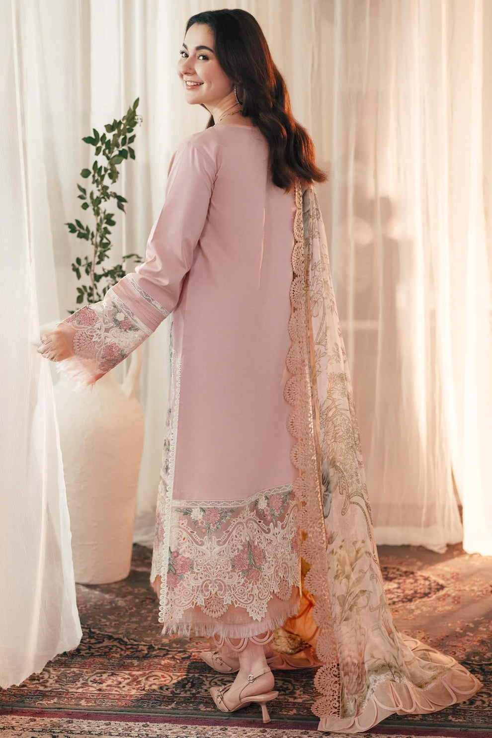 Jade - Unstitched Luxury Dhanak Chikenkari Heavy Embroidered 3PC Suit (SYT-136)