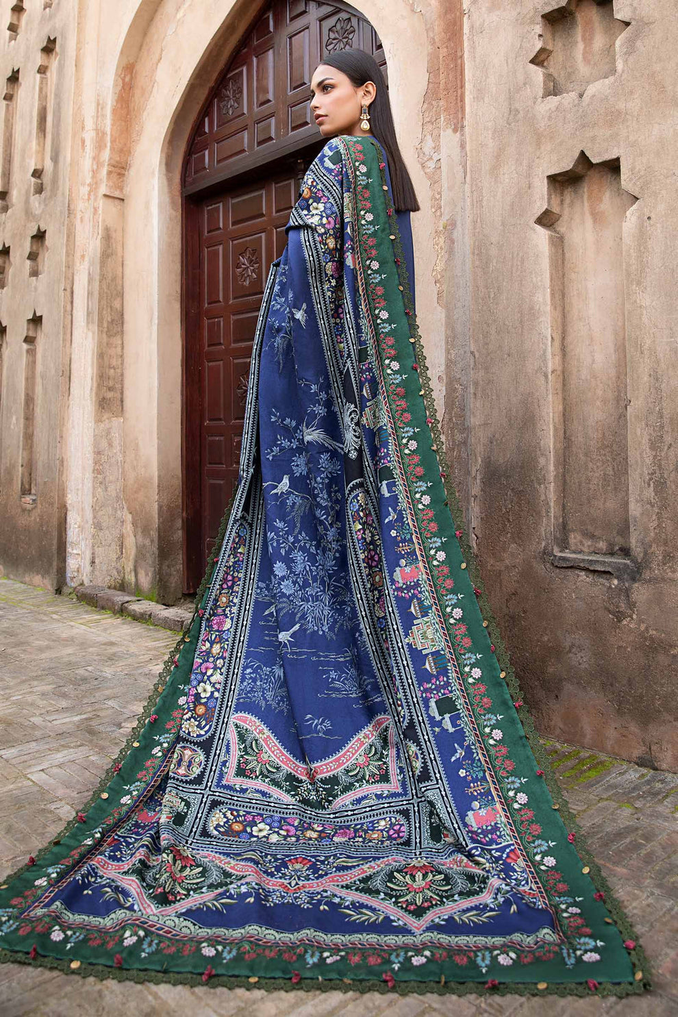 MARIA B - UNSTITCHED WINTER DHANAK EMBROIDERED 3PC WITH PRINTED PASHMINA SHAWL (SYT-146)