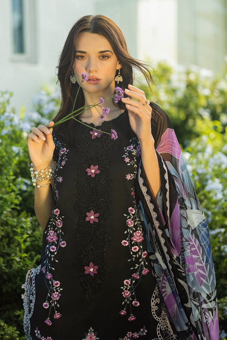 MUSHQ-3PC DHANAK EMBROIDERED SHIRT WITH COURTRAI PRINTED SHAWL & TROUSER (SYT-153)