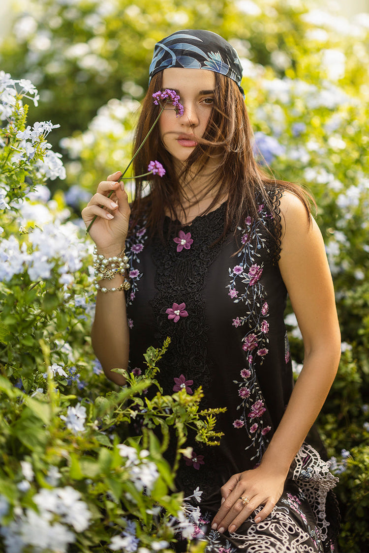 MUSHQ-3PC DHANAK EMBROIDERED SHIRT WITH COURTRAI PRINTED SHAWL & TROUSER (SYT-153)